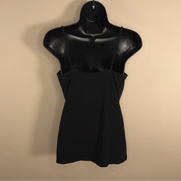 MEDIUM CLASSIC BLACK TANK TOP SLEEVELESS STRETCH SPAGHETTI STRAPS - Picture 7 of 10